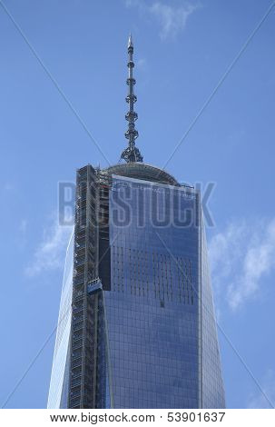 Freedom Tower spire in Lower Manhattan