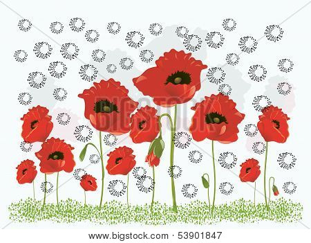 background with poppies