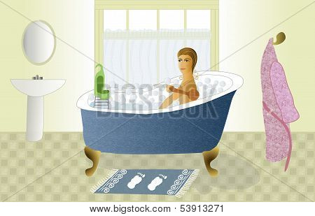 young woman in bath tub