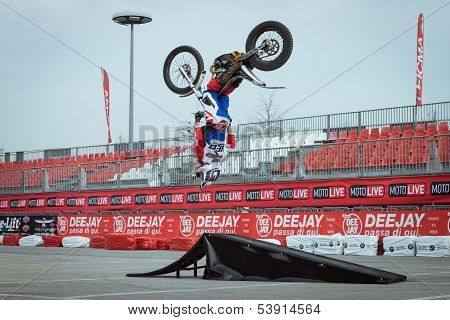 Pilot Performs A Backflip At Eicma 2013 In Milan, Italy