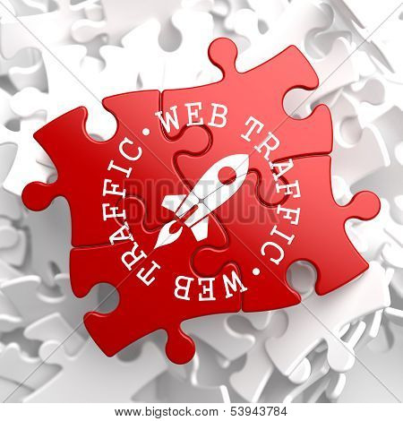 Web Traffic Concept on Red Puzzle.
