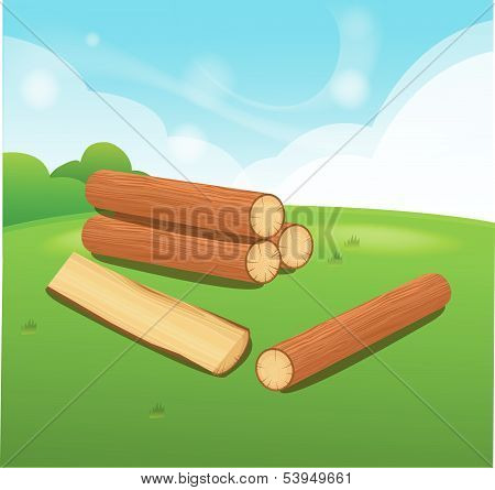 Wooden Logs Isolated vector objects