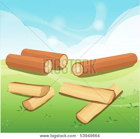 Wooden Logs Isolated vector objects