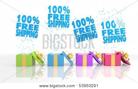 Christmas Present Boxes With 100 Percent Freeshipping Symbol
