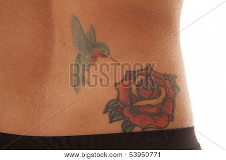Tattoo Close Rose On Lower Back