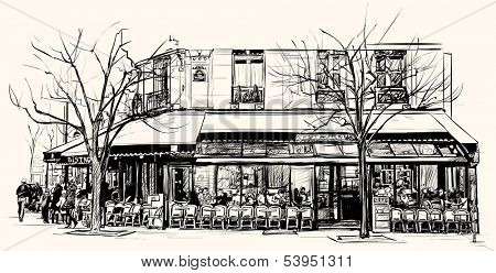 Vector illustration of an old cafe in Paris