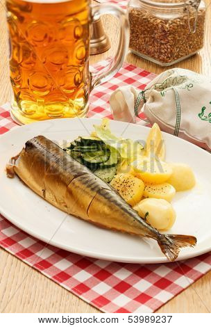 mackerel with potatoes and beer