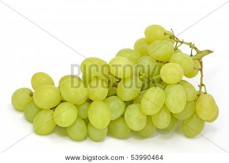 Green grapes on white background