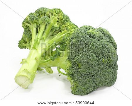 Fresh green broccoli isolated on white background