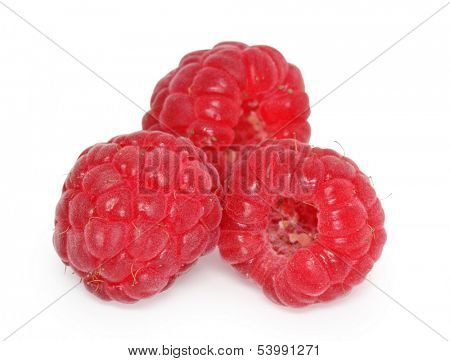 raspberries isolated on white background