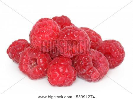 raspberries isolated on white background