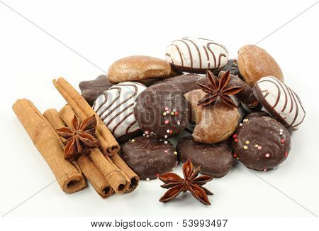 Christmas spice-cakes isolated on white background