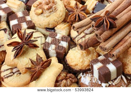Christmas spice-cakes close up