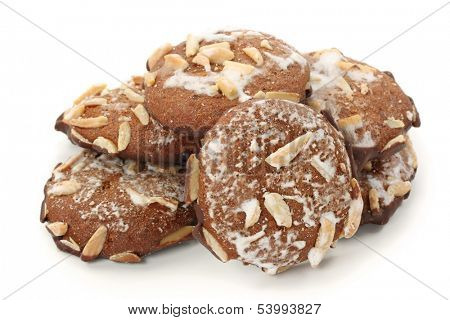 Cakes with nuts isolated on white background