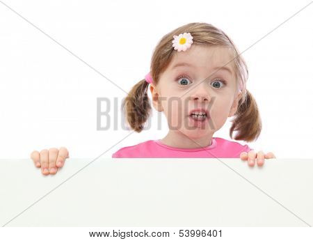 Little girl holding white banner