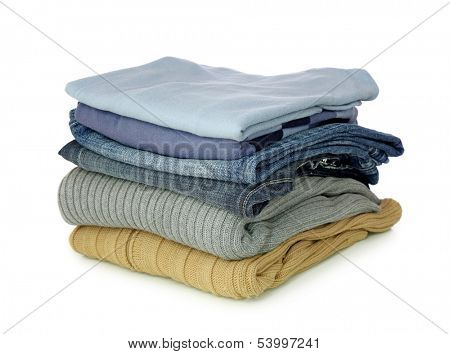 Stack of clothes isolated on white background