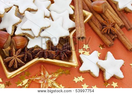  Christmas cakes on brown tablecloth
