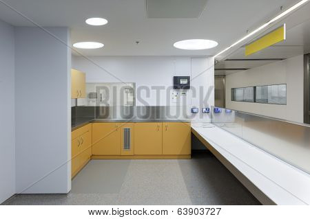 BARCELONA, CATALONIA/SPAIN - CIRCA 2011: Valle Hebron hospital room with all sanitary equipment