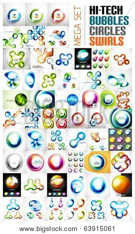 Mega collection of swirl, circle, sphere, glossy bubble concept banners.