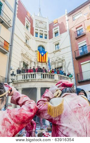 Flour War In Berga, Spain