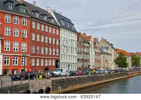 COPENHAGEN, DENMARK-CIRCA July 2013:Colourful Façades along Nyhavn