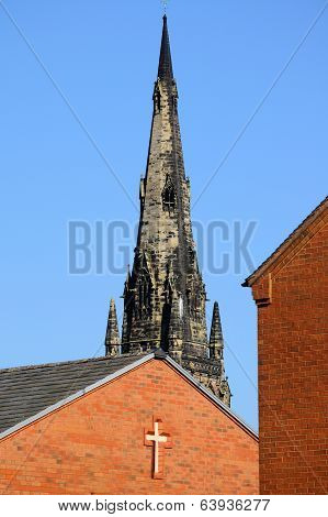 Church spire, Lichfield, England.