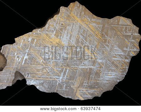 Crystallized extraterrestrial iron - Muonionalusta achondritic meteorite with Widmanstätten pattern