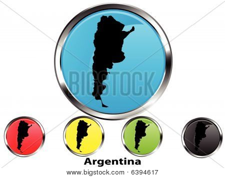 Błyszczący wektor przycisk Mapa z Argentyny