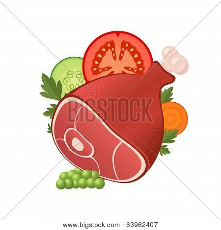 Ham meat with vegetables