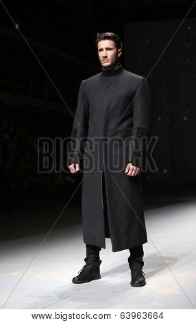 ZAGREB, CROATIA - APRIL 10 : Fashion model wears clothes made by Maja Podrug for Mayn on 