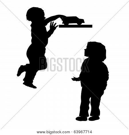 silhouettes of children