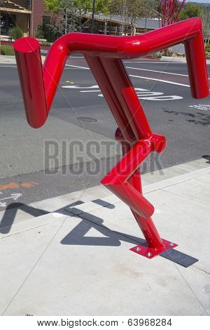 Can't stop statue by artist Bruce Johnson at public art walk in town of Yountville