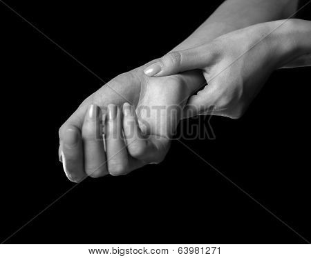 Woman Holds Her Wrist, Carpal Syndrome