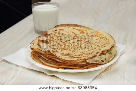 Pancakes On A White Plate