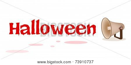 Megaphone Shouting Word Halloween on White Background