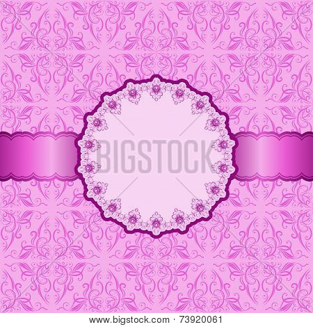 Vector invitation card with pink ornament