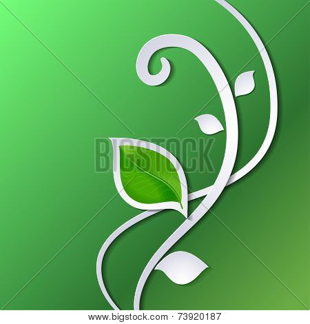 Abstract paper pattern with green leaves