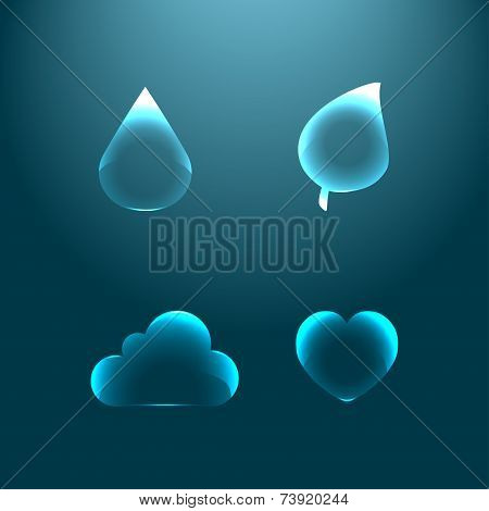 Set of glass icons for design