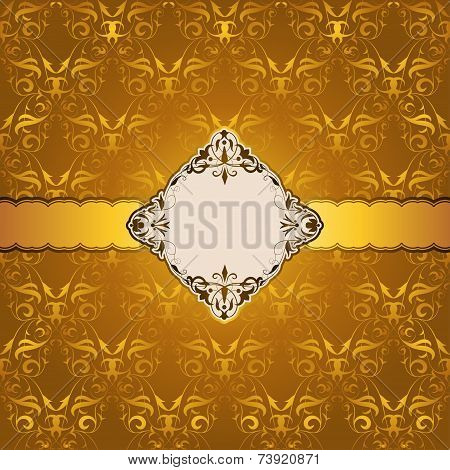 Vector elegant gold frame design for greeting card