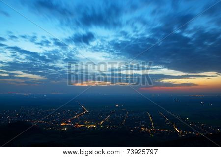 Falling night over Siria, Arad, Romania