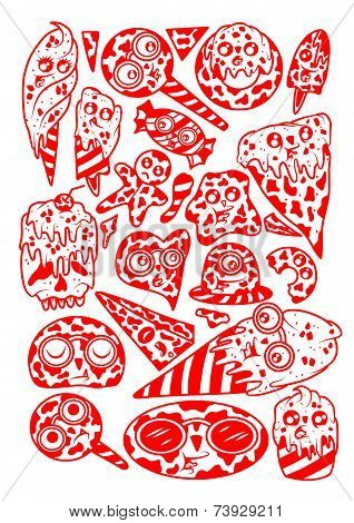 Cream, cake, and candy vector set