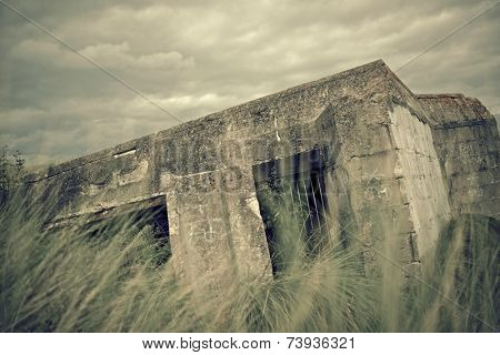 Bunker ruins in Juno Beach, Courseulles sur Mer, Normandy, France