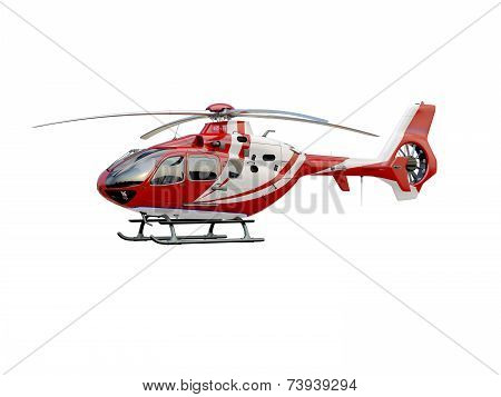 Red helicopter on white background