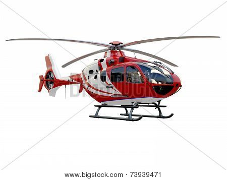 Red helicopter on white background