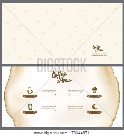 Menu for the cafe