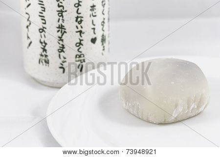 White Mochi and Japanese Tea Cup