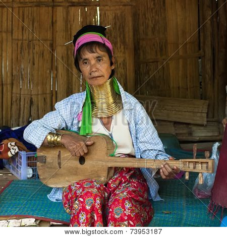 Karen Long Neck Woman With Brass Coils. Thailand
