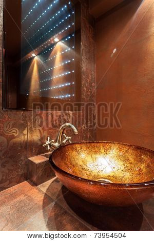 Glass Washbowl And Modern Mirror