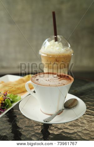 Cup Of Hot Chocolate With Ice Coffee