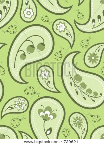 Verde floreale Paisley senza soluzione di continuità